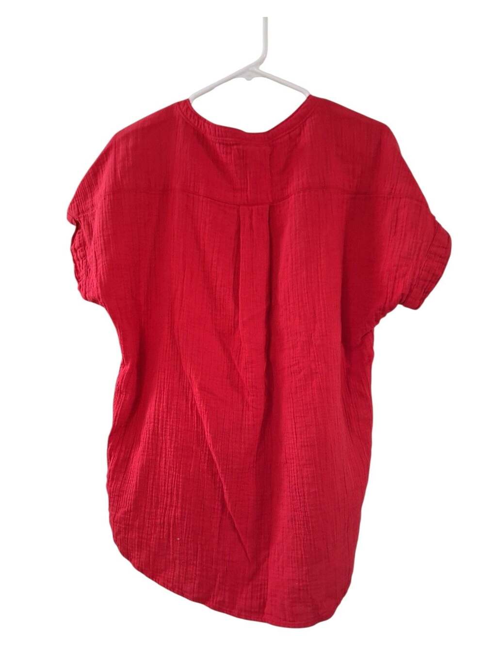 Quince 100% Organic Cotton Gauze Roll Sleeve Shirt in Wild Cherry - Picture 3 of 8